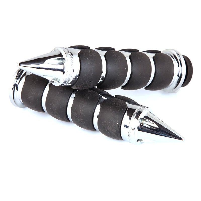 MISS MOLY Pair of 1" Dual Motorcycle Bar End Hand Grips Handlebar for Cruisers Harley Yamaha Suzuki-Silver - Image 3